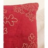 Red Velvet Holiday Throw Pillow 20x20 with Gold Snowflake Embroidery and Insert - 2 of 4