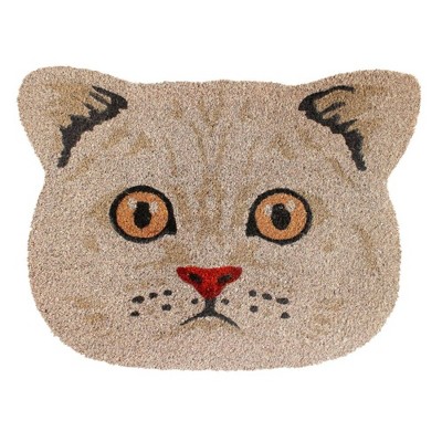 1' x 2' Tufted Cute Cat Face Doormat Natural - Raj