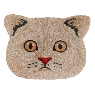 1' x 2' Tufted Cute Cat Face Doormat Natural - Raj
