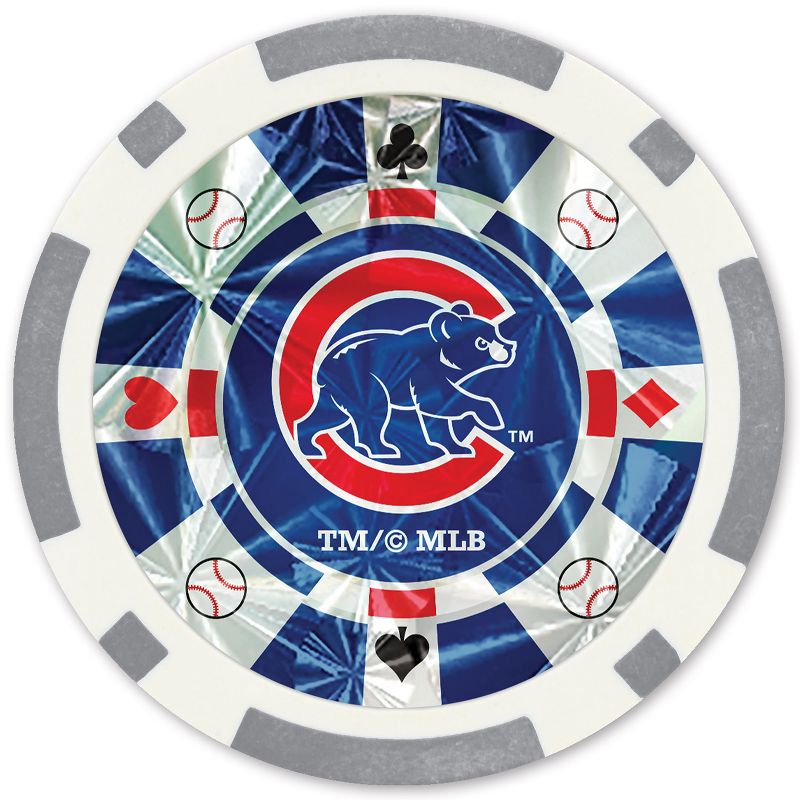 MasterPieces Casino Style 20 Piece 11.5 Gram Poker Chip Set MLB Chicago Cubs Silver Edition, 3 of 4