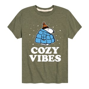 Boys' - Peanuts - Snoopy Puffer Cozy Vibes Short Sleeve Graphic T-Shirt - 1 of 4