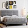 Velvet Bed Frame with Headboard, Modern Upholstered Platform Bed, Mirror Stainless Steel Decoration, Wooden Slats Support - 3 of 4