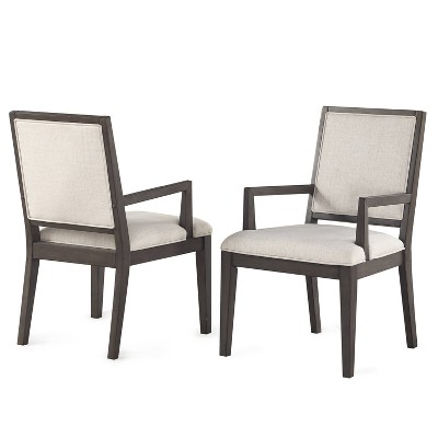 18" Set of 2 Mila Armchairs Washed Gray - Steve Silver Co.: Rubberwood Frame, Beige Upholstery