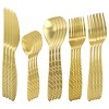 Megachef La Vague 20 Piece Flatware Utensil Set, Stainless Steel Silverware Metal Service for 4 in Matte Gold - 2 of 4