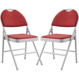 Metal Folding Chair with Cushion and Non-Slip Feet Pads, Linen Party Chairs, for Meeting Room, Dining Room - 1 of 4