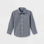 OshKosh B'gosh Toddler Boys' Check Woven Long Sleeve Button-Down Shirt - Navy Blue