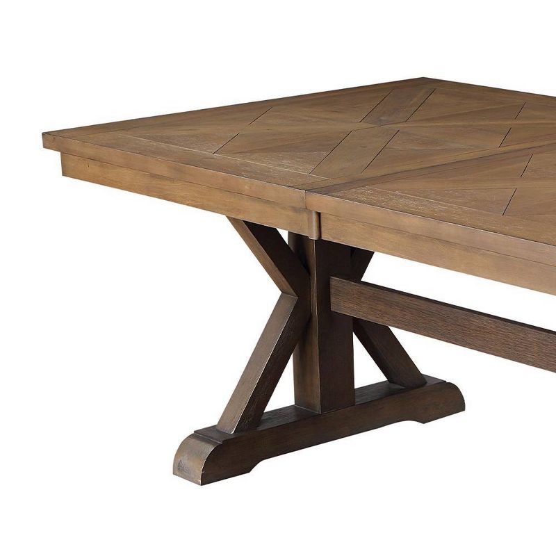 Pascaline 72-96&#34; Dining Tables Gray Fabric, Rustic Brown and Oak - Acme Furniture, 3 of 7
