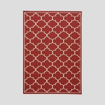 Thornhill Geometric Outdoor Rug Red/Ivory - Christopher Knight Home