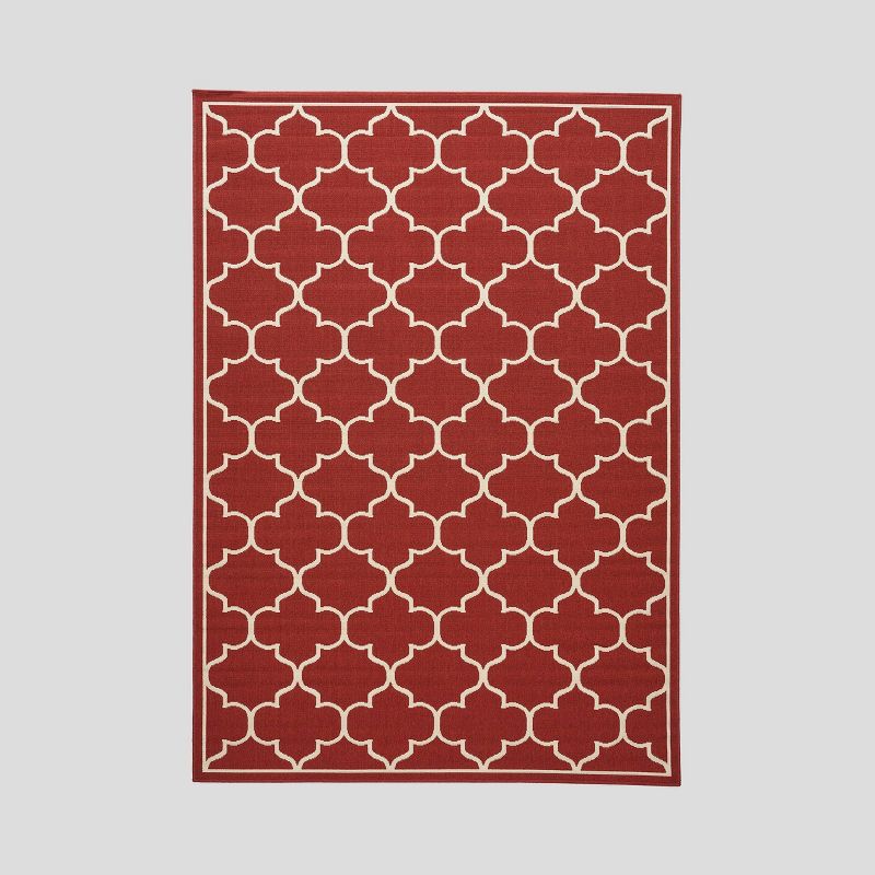 Thornhill Geometric Outdoor Rug Red/Ivory - Christopher Knight Home, 1 of 8