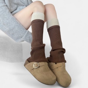 Anna-Kaci Women's Two-Tone Ribbed Knit Leg Warmers with Contrast Cuff Detail - 1 of 4