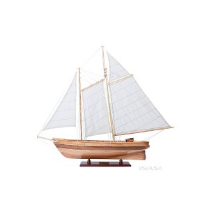 Sailboat Model 33" - America 1851 Yacht Cherry Wood with Foldable Masts - By Old Modern Handicrafts - 1 of 4