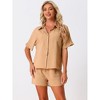 Allegra K Women's Shirt and Shorts Linen 2-Pieced Outfit Casual Set - 3 of 4