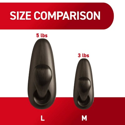 Large Oil Rubbed Bronze Metal Hooks with Adhesive Strips