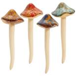 4-Pack of Outdoor Miniature Ceramic Mushrooms for Garden Planter Decorations, Fairy Figurines for Pots, Outside, Yard, Plant Decor, 5 Inches in Height