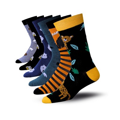 JAMES FIALLO Mens 6 Pairs Whimsical Brewmaster's Delight Colorful Patterned Crew Dress Socks