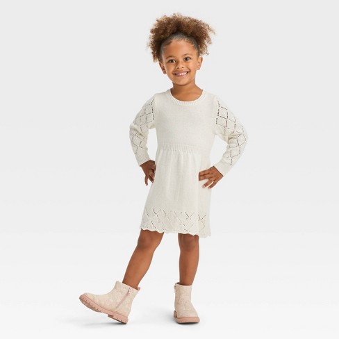 Toddler Girls' Crewneck Sweater Dress - Cat & Jack™ Cream 12m : Target