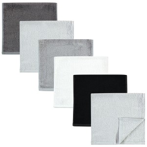Hudson Baby Infant Rayon from Bamboo Burpcloth 6pk, Black White, One Size - 1 of 4
