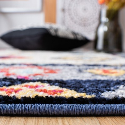 Ivory and Grey Boho Tribal Runner Rug with Multicolor Accents