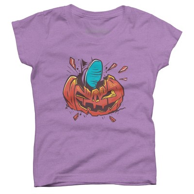 Girl's Design By Humans Halloween smashed pumpkin By BlackBerry55 T-Shirt