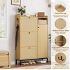 3-Drawer Rattan Shoe Storage Cabinet – Freestanding Organizer for Entryway/Hallway (Easy Assembly) - 3 of 4