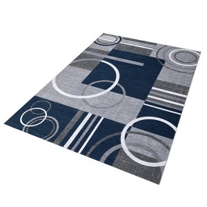 Geometric Abstract Washable Area Rug Living Room Rugs Non-Slip Soft Ultra-Thin Modern Throw Carpet Contemporary Stain Resistant Floor Carpet - 1 of 4