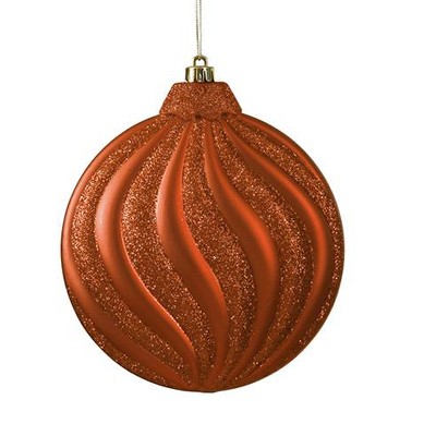 Northlight 6ct 2-Finish Swirl Shatterproof Christmas Disc Ornament Set 6.25" - Orange