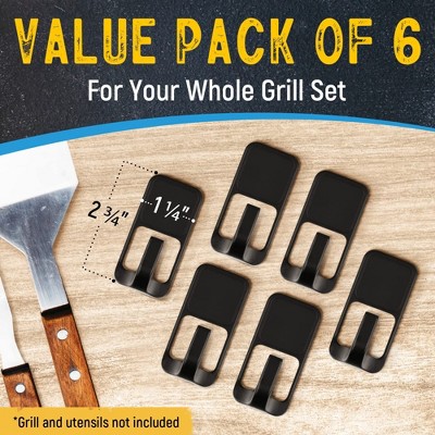 Black Heavy Duty Magnetic Grill Tool Hooks, 6-Pack