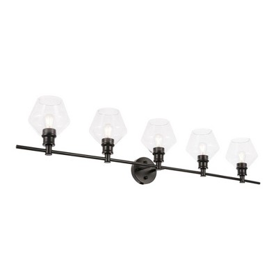 Gene 5-Light Black and Clear Glass Wall Sconce