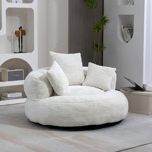 Chic Crate-High Back Bean Bag Lounger – Durable Gaming Sofa with 3 Pillows for Adults & Kids, All-Weather Indoor/Outdoor, Beige Chenille - 1 of 4