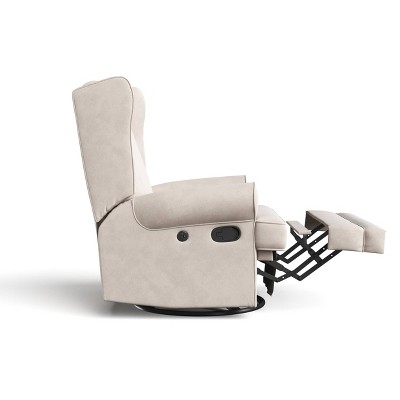 Ivory Swivel Recliner with Metal Base and USB Ports