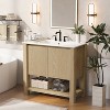 Grungis Modern Bathroom Vanity with Rectangle Ceramic Sink,Bathroom Cabinet with Free-Handle Soft-Closing Doors and Open Shelf - 2 of 4