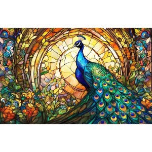 Sunsout Stained Glass Zoo Peacock 550 pc Jigsaw Puzzle 73320 - 1 of 4