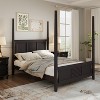 Queen/King Size Vintage Pinewood Platform Bed Frame, Traditional Style Four Poster Bed with Horizontal Grille Design - ModernLuxe - image 2 of 4