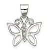 Black Bow Jewelry Sterling Silver and Cubic Zirconia Butterfly Pendant, 13mm - 3 of 4
