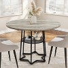 39 Inch Round Dining Table for 4, Farmhouse Kitchen Table with Storage & Star-Pattern Hex Iron Base for Dining Room, Apartments - 3 of 4