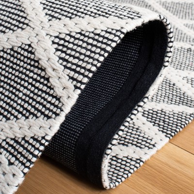 Marbella 6' Square Black and Ivory Wool Cotton Rug