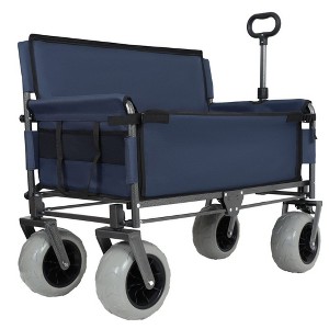 CAVINAS 3-in-1 Folding Wagon Cart,Shopping Cart with Bench Seat,Wagon for Camping,Shopping - 1 of 4