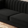 Mocamel Emerald Green Velvet Sofa with Gold Accents - Channel Tufted Mid-Century 3-Seate - 4 of 4