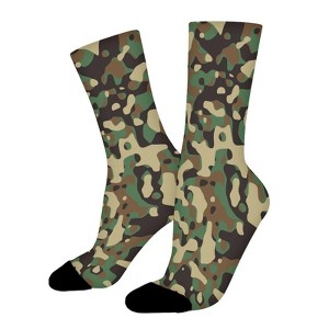 Army Camo Women Printed Crew Socks Funny Funky Socks Soft Polyester Novelty Gifts for Artists Men - 1 of 1