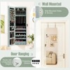 Tangkula Wall or Door Mounted Jewelry Armoire with 47.5" Full Length Mirror Lockable Cabinet with 2 LED Lights 2 Drawers Over the Door Navy - 2 of 4