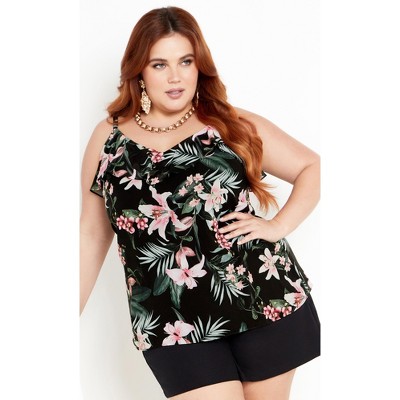 Women's Plus Size Nicole Print Cami - black | CITY CHIC