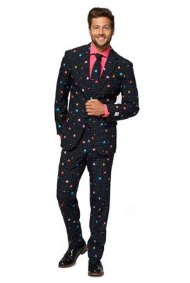 OppoSuits Men's Winter Pac-Man Licensed Christmas Suit - Black