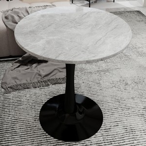 Racxily Round Side Table with Tapered Pedestal - Faux Marble Top & Nordic Minimalist Style, Ideal for Living Room - 1 of 4
