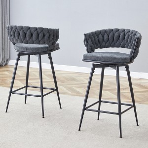 Sapphtopaz Swivel Dining Chairs Set of 2 Bistro Chairs Linen Knit Upholstered Dining Room Chair with Metal Legs Bar Chair for Dining Room - 1 of 4