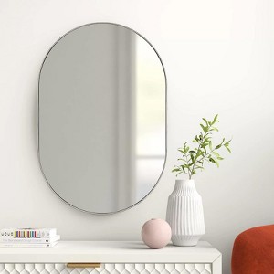 FONTOI Oval Mirrors, Metal Framed Mirror, Dressing Mirror for Bathroom Living Room Bedroom, Silver, 20"*1.1"*28" - 1 of 4