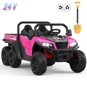 Jojoka 24V Ride On Dump Truck for Kids, 2-Seater 6-Wheel Electric Construction Vehicle with Remote Control, Dump Bed, Shovel, Music, Lights - 1 of 4