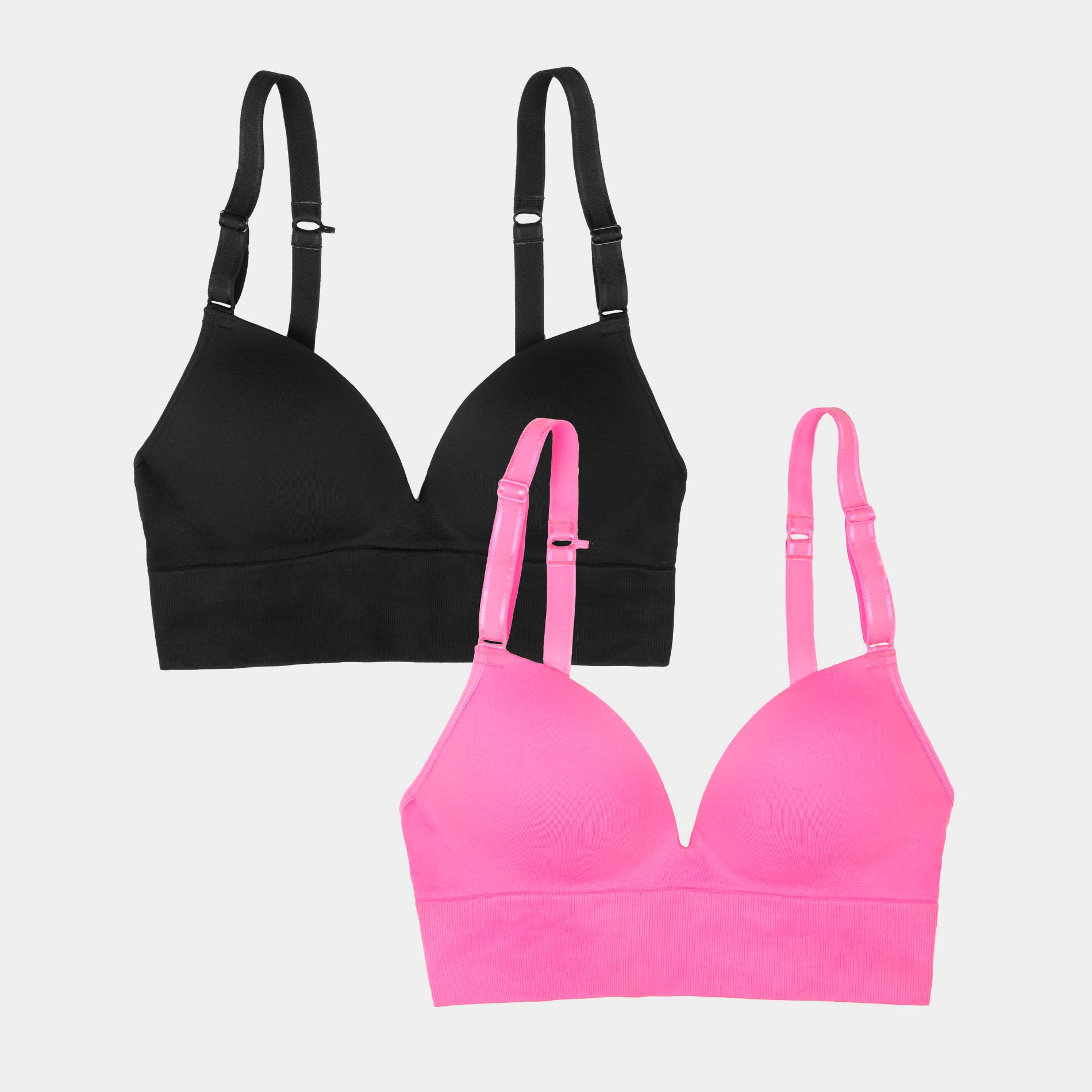 A Fresh Collection Juniors Confidence Boost Seamless Push Up Bra 2 Pack Sugar Plum/Black Hue X Large