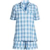 Lands' End Women Linen 2 Piece Pajama Set - Short Sleeve Top and Shorts - 3 of 4