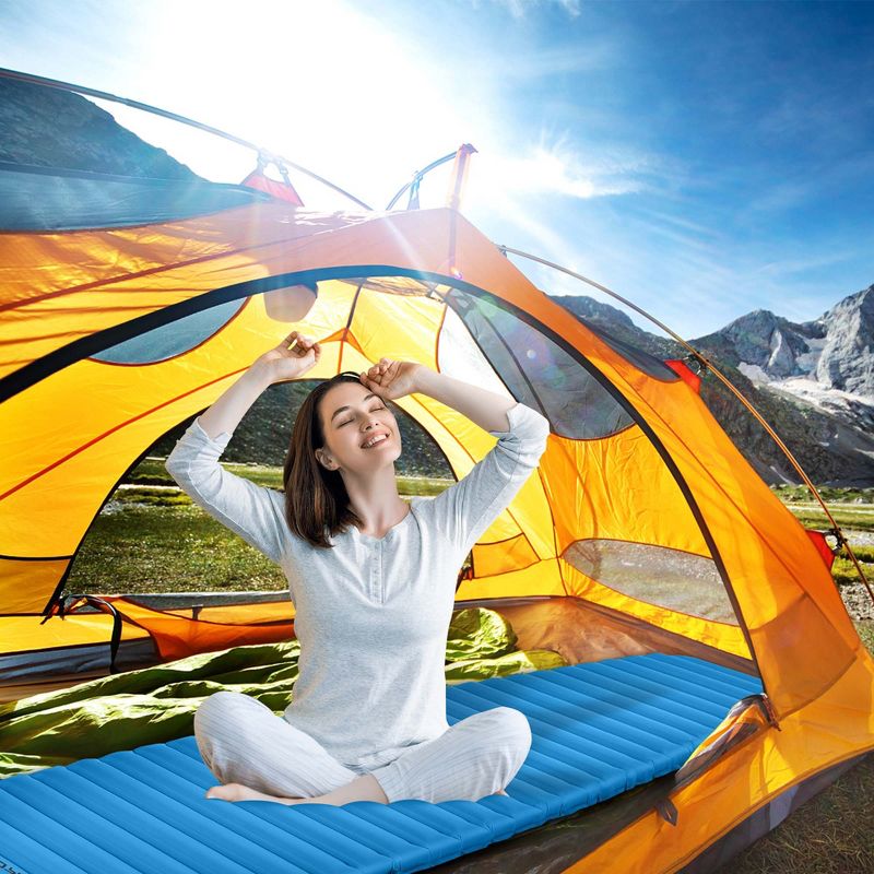 Costway 3 Inch Inflatable Camping Sleeping Pad Waterproof & Comfortable Sleeping Mat Blue/Green, 4 of 11