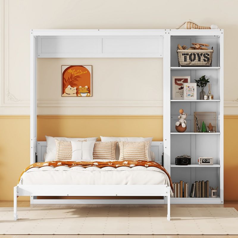Full/Queen Size Murphy Bed Wall Bed with Shelves - ModernLuxe, 2 of 13